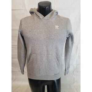 Adidas Teens Hoodie; Light Gray Long Sleeve Sweatshirt w Hood - Large #